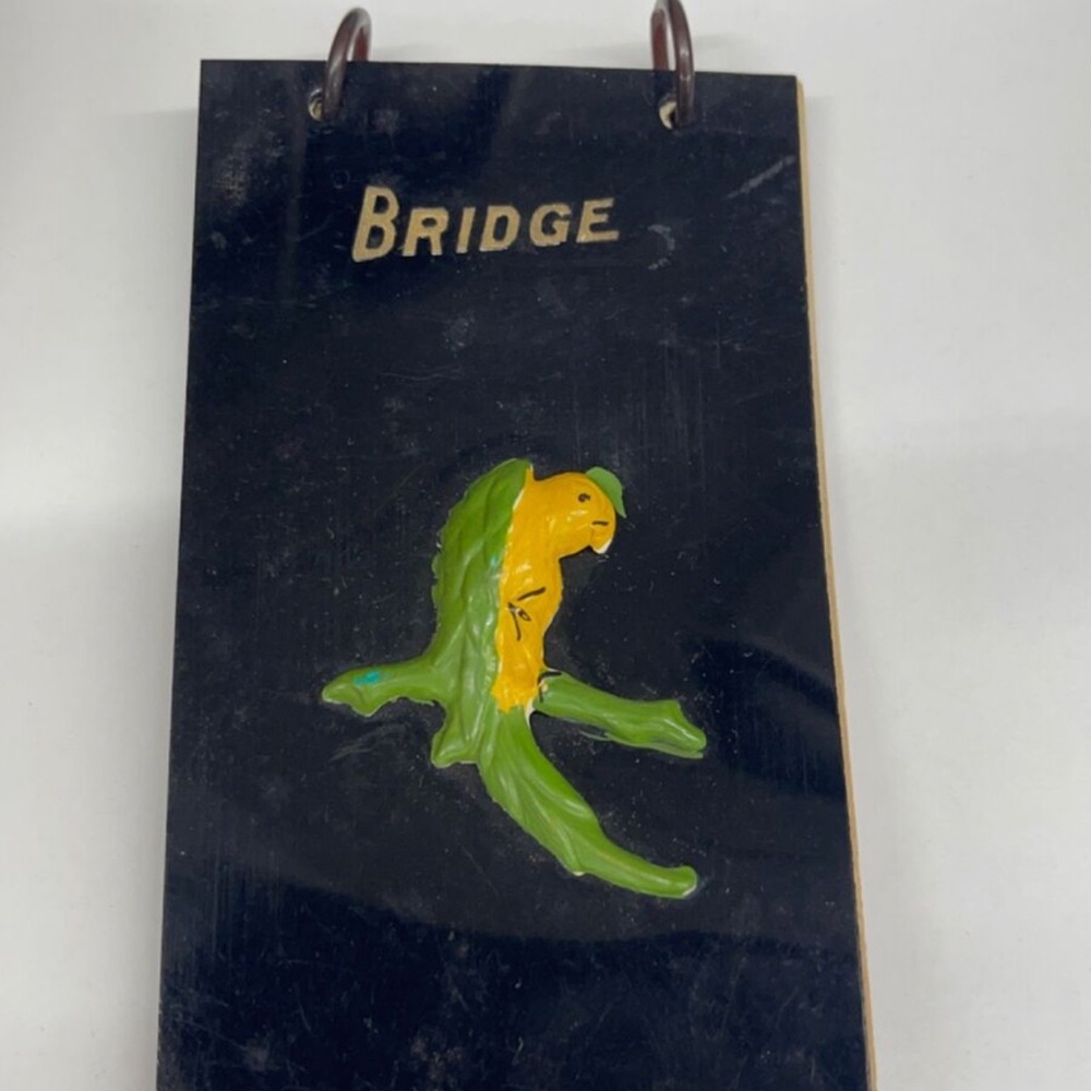 Vintage Bridge Score Pad with Parrot Design
